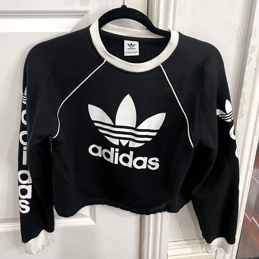 ADIDAS CROPPED CREW NECK SWEATER